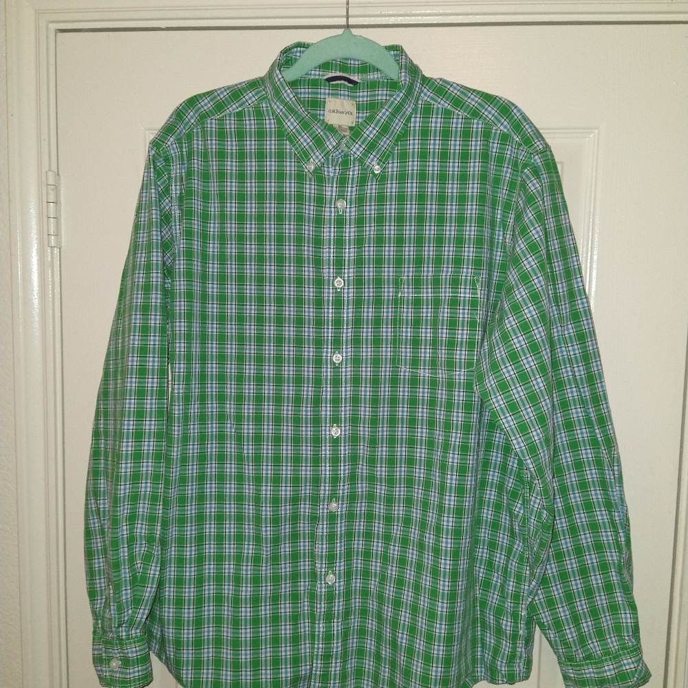 GH Bass Checkered Long Sleeve Button Down Shirt Men's sz XL.